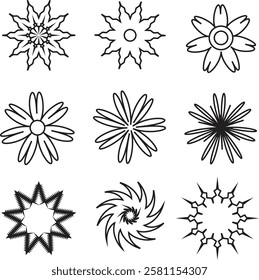 flowers of nine different designs