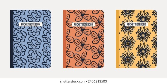 Colección de la cubierta del cuaderno. Diseño para planificador, cubierta, tela, decoración, papelería.	
