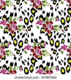 Flowers on Abstract background design with tiger stripes.