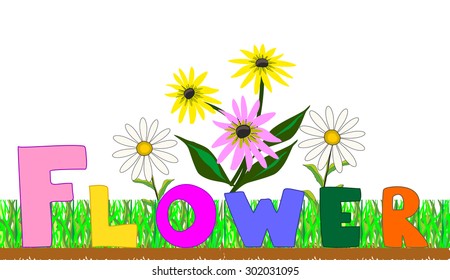 Flowers on a bed vector illustration