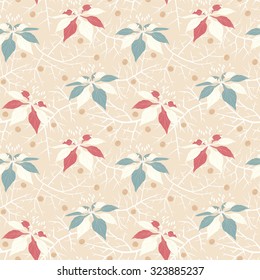 flowers on a beige background in seamless pattern