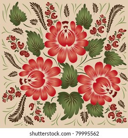 Flowers on a beige background - in the style of hand-painted