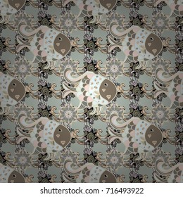 Flowers on beige, gray and neutral colors. Vector flat flowers seamless pattern. Design gift wrapping paper, greeting cards, posters and banner design.