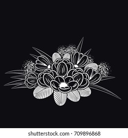 flowers on a black background