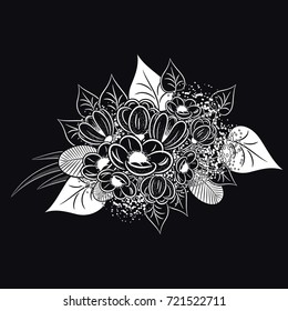 flowers on a black background