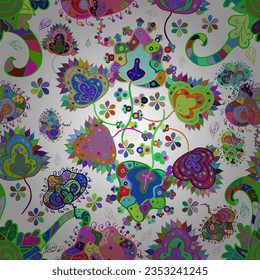 Flowers on black, green and blue colors. Cute Floral pattern in the small flower.