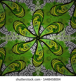 Flowers on black, white and green colors in watercolor style. Watercolor seamless pattern. Floral print.