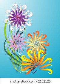 flowers on the blue