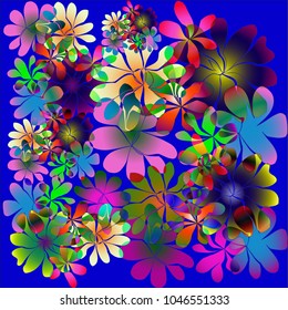 flowers on blue background