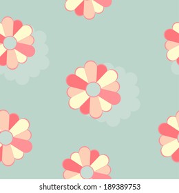 Flowers on a blue background, seamless texture