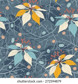 flowers on a blue background in seamless pattern