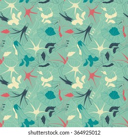 flowers on a blue background in seamless pattern