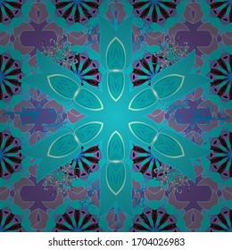 Flowers on blue, neutral and violet colors. Floral seamless pattern background. Flower painting vector for t shirt printing.
