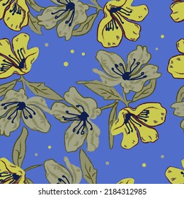 flores sobre un fondo azul del cielo. patrón sin costuras florales. ilustración vectorial de alta resolución. textiles, papel pintado