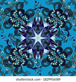 Flores de color azul, violeta y negro en acuarela. Impresionante estampado floral con flores en tonos azules, violetas y negros.