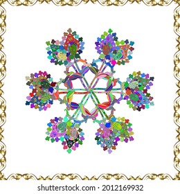 Flowers on blue, white and green colors. Cute Floral pattern in the small flower.