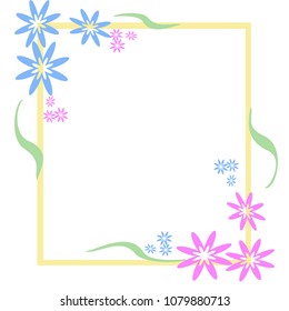 Flowers on borders vector greeting with copy space.