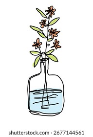 flores em uma garrafa simples esboço mão desenho elemento design.eps