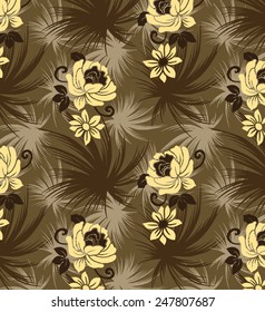 Flowers on Brown background with lines drawn by hand.