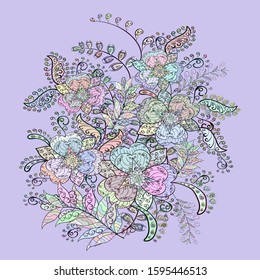 Flowers on brown, neutral and gray colors. Flourish ornamental spring garden texture. Vector illustration. Flower seamless on brown, neutral and gray colors. Floral pattern.