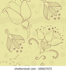 flowers on brown paper seamless pattern
