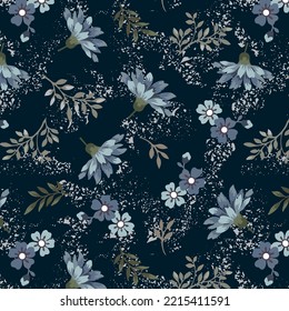 Flowers on buds and leaves pattern botanical floral design