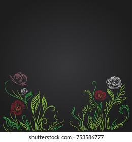 flowers on a chalkboard