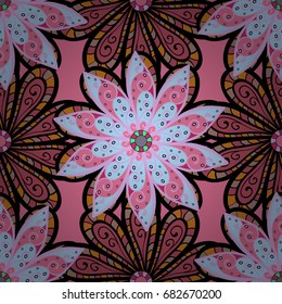 Flowers on colored background. Fabric pattern texture daisy flowers detail.