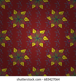 Flowers on colored background. Vector illustration. Cute Floral pattern in the small flower.