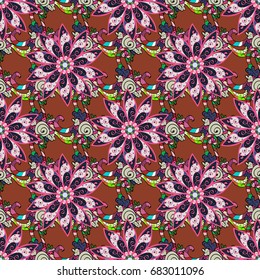 Flowers on colored background in watercolor style. Seamless Floral Pattern in Vector illustration.
