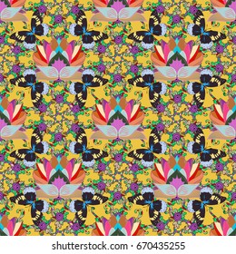 Flowers on colorful background. Cute Floral pattern in the small flower.