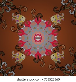 Flowers on colorful background. Flat Flower Elements Design. Seamless floral pattern with flowers, watercolor. Vector illustration. Colour Spring Theme seamless pattern Background.
