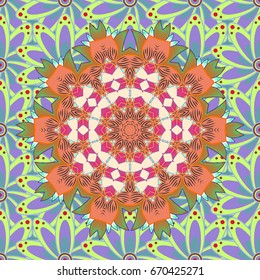 Flowers on colorful background. Seamless Floral Pattern in Vector illustration.