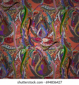 Flowers on colorful background. Seamless Floral Pattern in Vector illustration.