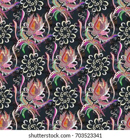 Flowers on colorful background. Seamless Floral Pattern in Vector illustration.