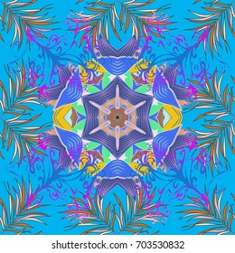 Flowers on colorful background. Seamless Floral Pattern in Vector illustration. Flat Flower Elements Design. Colour Spring Theme seamless pattern Background.