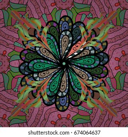 Flowers on colorful background. Tropical seamless floral pattern. Vector illustration.