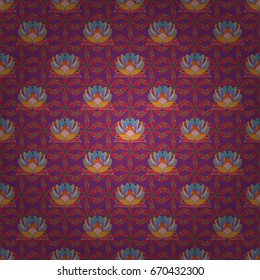Flowers on colorful background. Vector illustration. Floral seamless pattern background, with strokes and splashes, summer flowers.