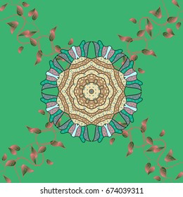 Flowers on colorful background. Vector floral pattern in doodle style with flowers. Gentle, spring floral background.
