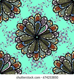 Flowers on colorful background. Vector floral pattern in doodle style with flowers. Gentle, nice floral background.