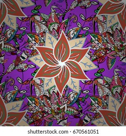 Flowers on colorful background in watercolor style. Seamless Floral Pattern in Vector illustration.