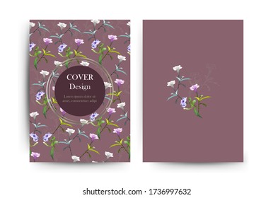 flowers on cover journal book.Cover design. Can be used for invitation, card, cover book, notebook. Size A4. Vector illustration 