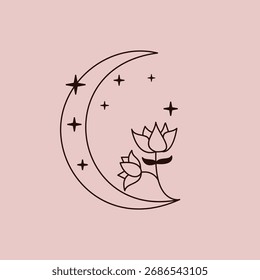 Flores en una luna creciente. Vector 10.
