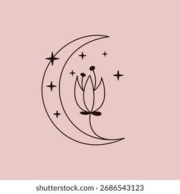 Flores en una luna creciente. Vector 10.