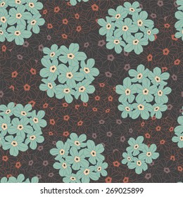 flowers on a dark background in seamless pattern
