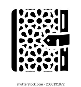 flowers on diary cover glyph icon vector. flowers on diary cover sign. isolated contour symbol black illustration