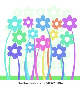 Flowers on field on white background  Vector illustration for your holiday cards