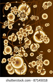 flowers on a gold background