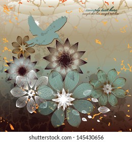 Flowers on grange background