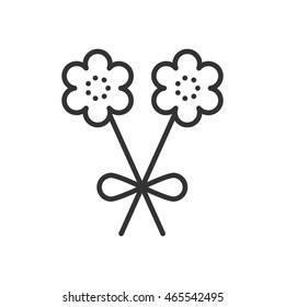 Flowers on grave icon in thin line style. Funeral and death symbol